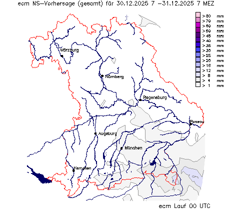 ECM Niederschlagsvorhersage (Summe) für 24 Stunden vom 30.12.2025 wurde nicht gefunden!