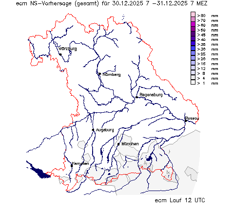ECM Niederschlagsvorhersage (Summe) für Folgetag vom 29.12.2025 wurde nicht gefunden!