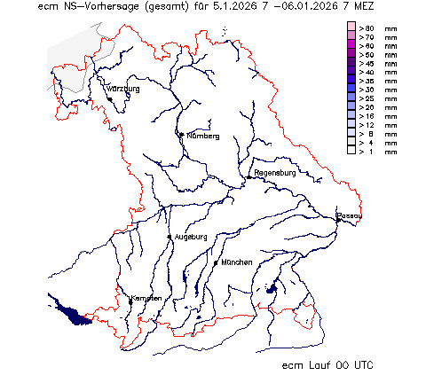 ECM Niederschlagsvorhersage (Summe) für 24 Stunden vom 05.01.2026 wurde nicht gefunden!
