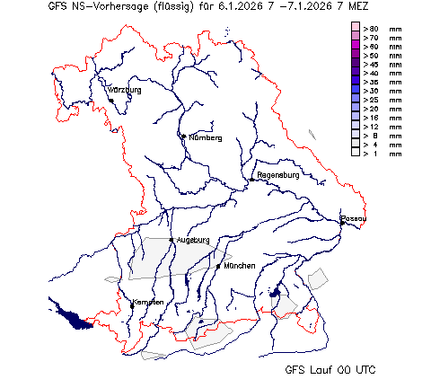 GFS Niederschlagsvorhersage (Summe) für 6.Tag vom 01.01.2026 wurde nicht gefunden!