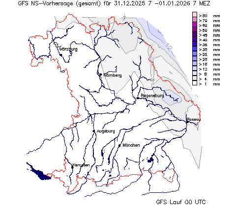 GFS Niederschlagsvorhersage (Summe) für 24 Stunden vom 31.12.2025 wurde nicht gefunden!