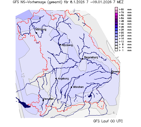 GFS Niederschlagsvorhersage (Summe) für 24 Stunden vom 08.01.2026 wurde nicht gefunden!