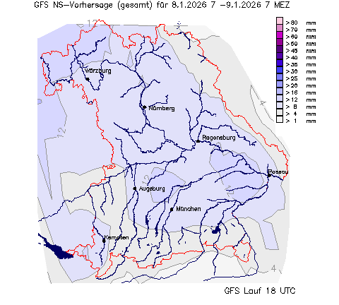 GFS Niederschlagsvorhersage (Summe) für Folgetag vom 07.01.2026 wurde nicht gefunden!