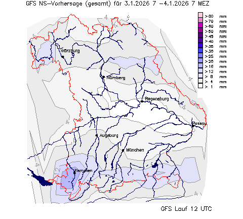 GFS Niederschlagsvorhersage (Summe) für Übermorgen vom 31.12.2025 wurde nicht gefunden!