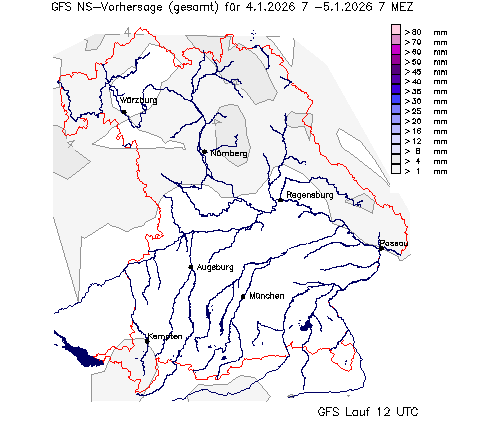 GFS Niederschlagsvorhersage (Summe) für Übermorgen vom 01.01.2026 wurde nicht gefunden!