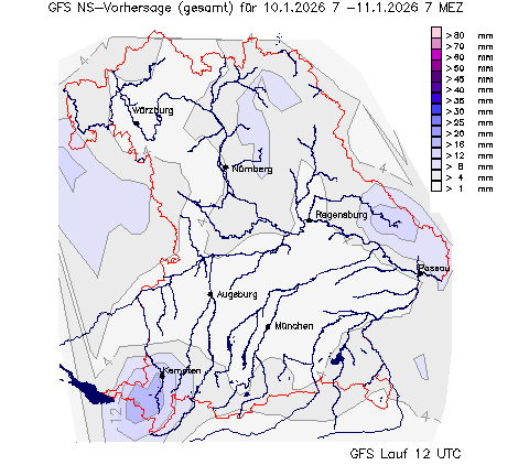 GFS Niederschlagsvorhersage (Summe) für 5.Tag vom 06.01.2026 wurde nicht gefunden!