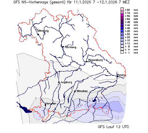 GFS Niederschlagsvorhersage (Summe) für 5.Tag vom 07.01.2026 wurde nicht gefunden!