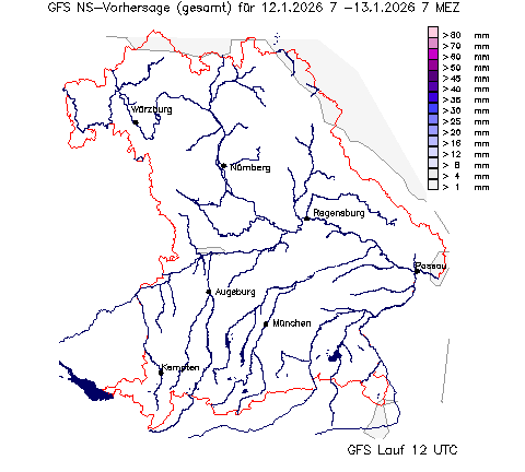 GFS Niederschlagsvorhersage (Summe) für 5.Tag vom 08.01.2026 wurde nicht gefunden!