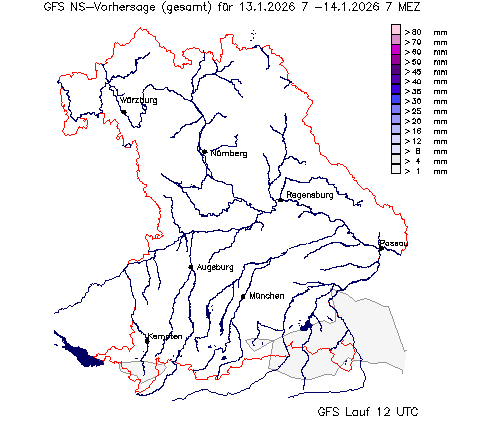 GFS Niederschlagsvorhersage (Summe) für 7.Tag vom 07.01.2026 wurde nicht gefunden!