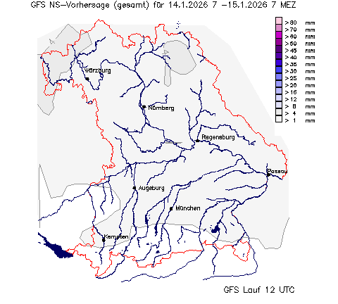 GFS Niederschlagsvorhersage (Summe) für 7.Tag vom 08.01.2026 wurde nicht gefunden!