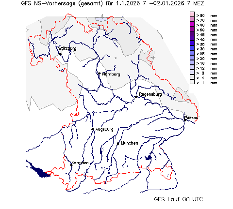 Niederschlagsvorhersage GFS vom Vortag 00 Lauf wurde nicht gefunden!
