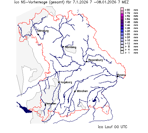 ICON Niederschlagsvorhersage (Summe) für 24 Stunden vom 07.01.2026 wurde nicht gefunden!