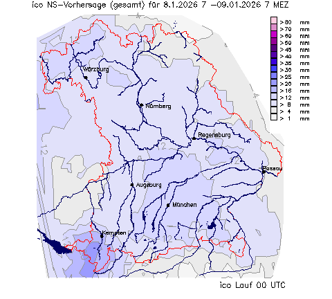 ICON Niederschlagsvorhersage (Summe) für 24 Stunden vom 08.01.2026 wurde nicht gefunden!