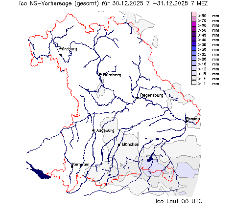 Niederschlagsvorhersage ICON vom Vortag 00 Lauf wurde nicht gefunden!